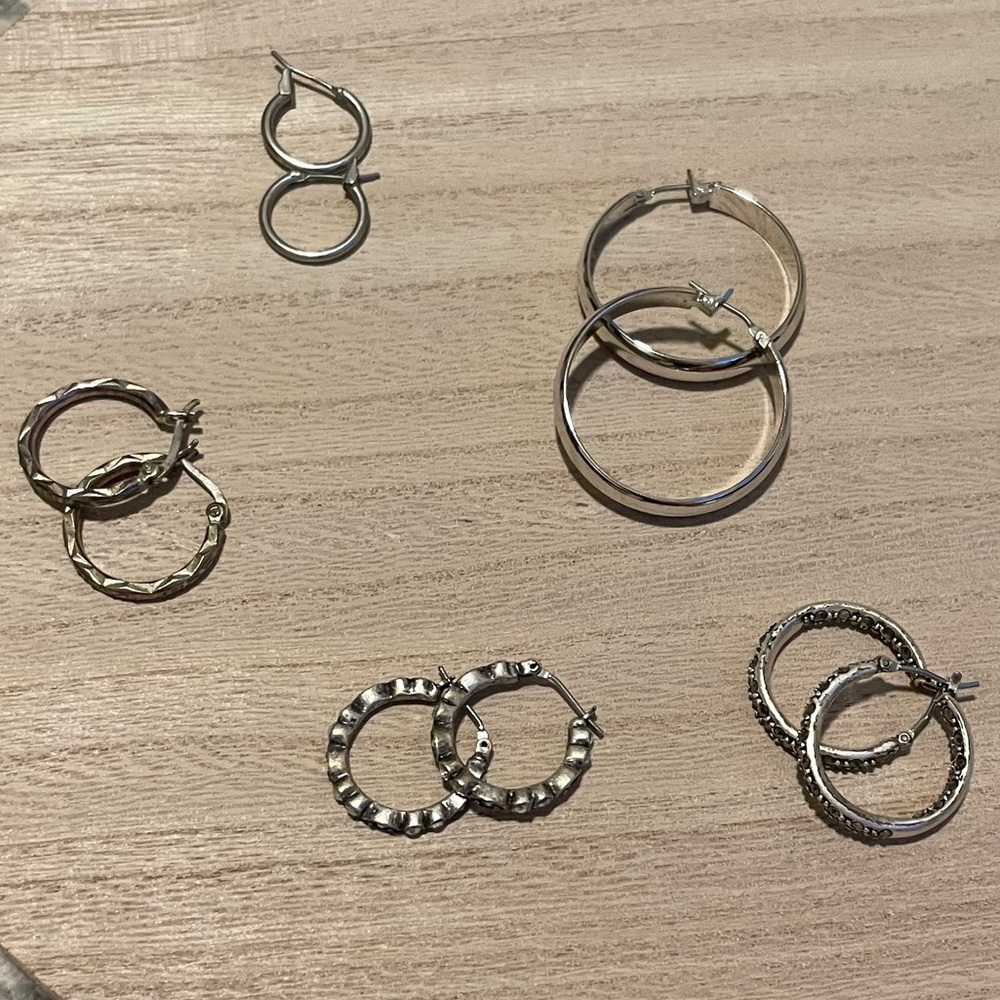 💫Silver Hoop Earring set of 5